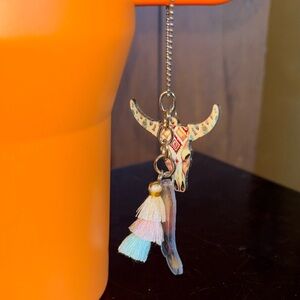 Colorful Bull Skull Keychain with Tassels